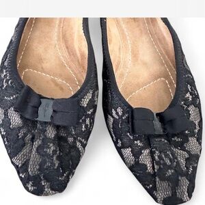 Salvatore Ferragamo Black Lace Flats
